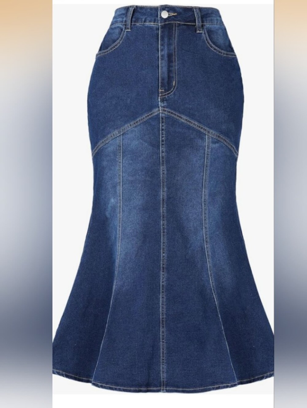 Allegra K Dark Blue Denim Flare Skirt